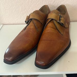 Magnanni monk strap brown dress shoes